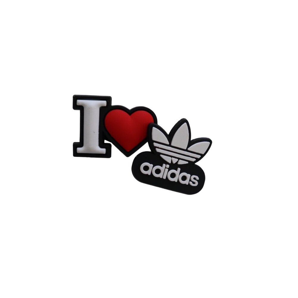 I Love Adidas Shoe Charm - Red Heart & Trefoil Logo Design For Crocs & Jibbitz
